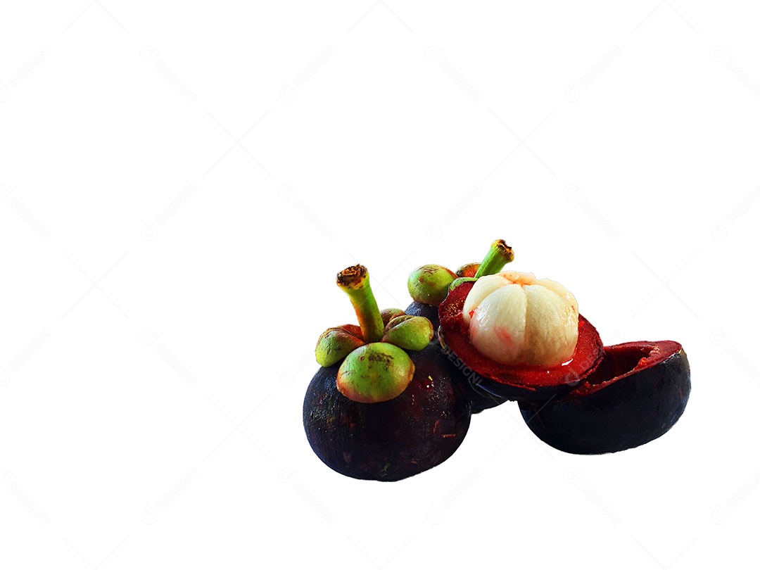 Mangostão fruta sobre fundo isolado branco