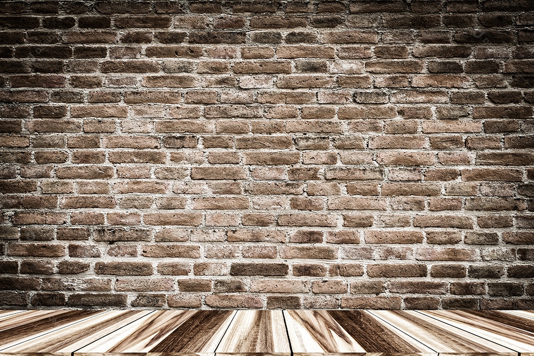 parede de madeira e piso de madeira interior e quarto antigo com parede de tijolos, fundo vintage