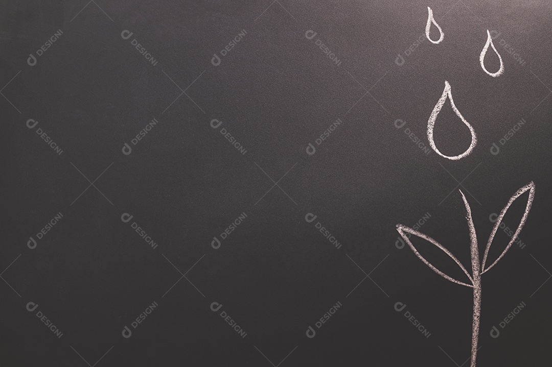 Símbolos de gotas de água escritos com giz