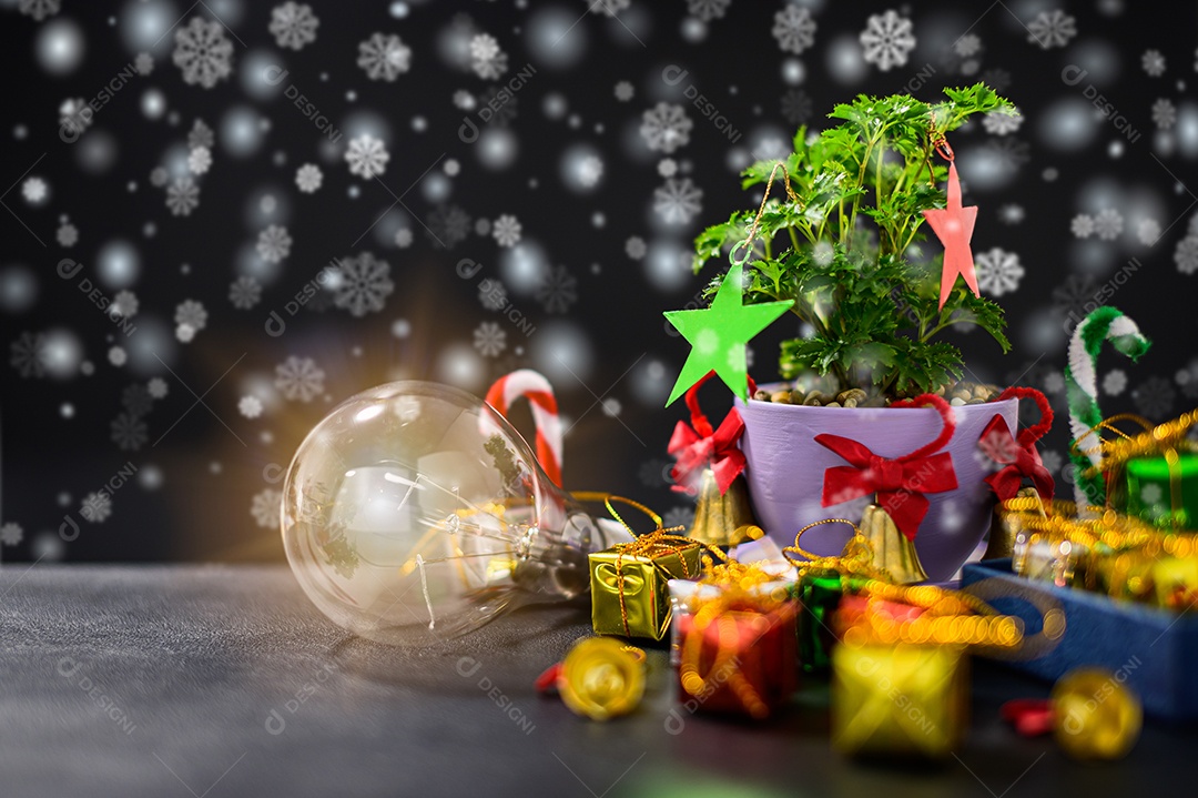 Fundo de noite de neve de caixa de presente de feliz natal