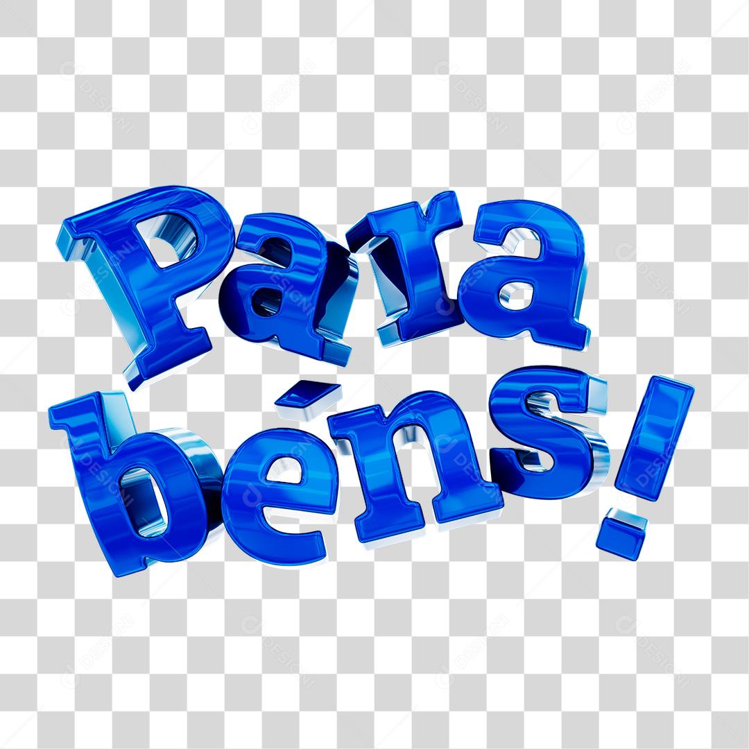 Parabéns Texto 3D Azul PNG Transparente