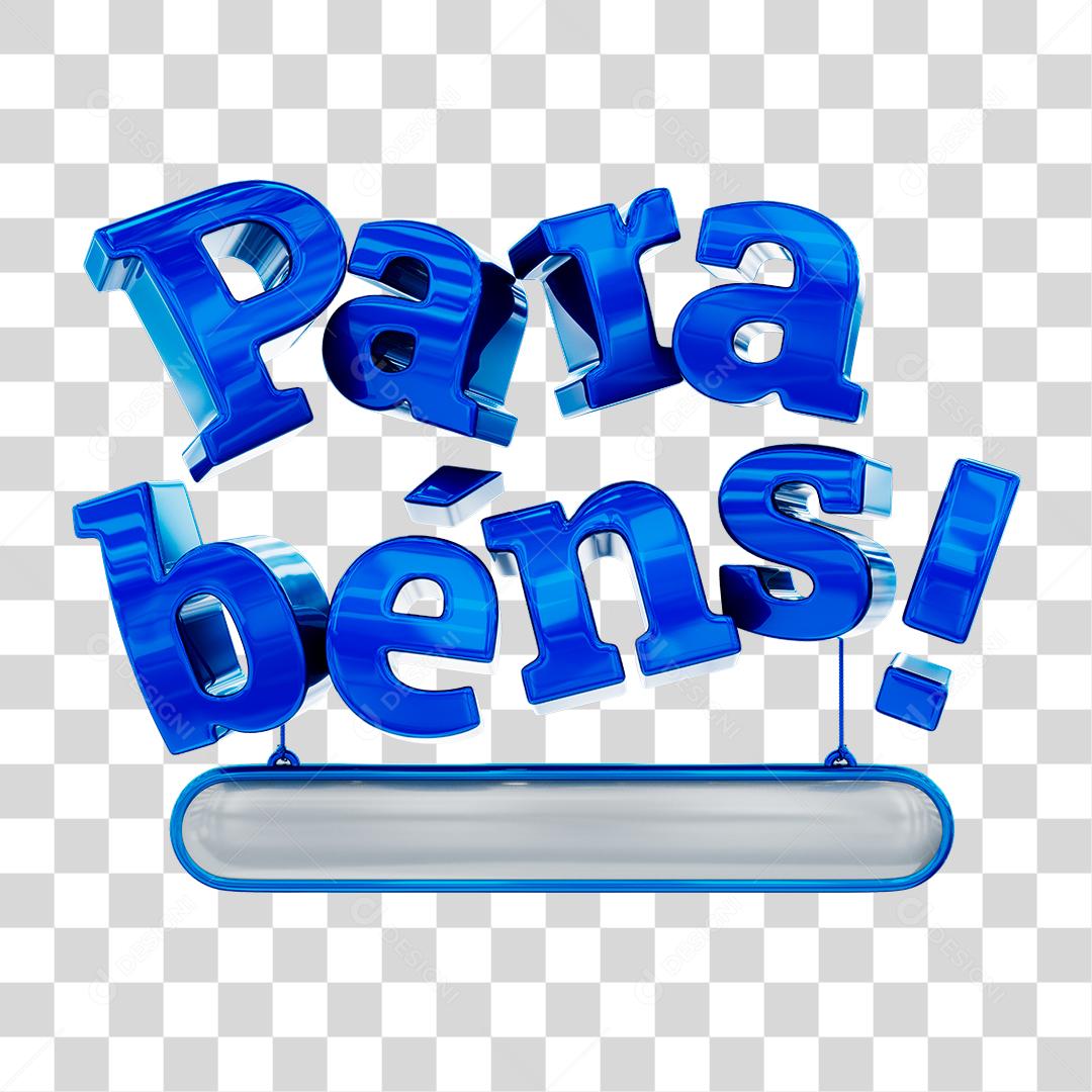 Parabéns Texto 3D Azul PNG Transparente