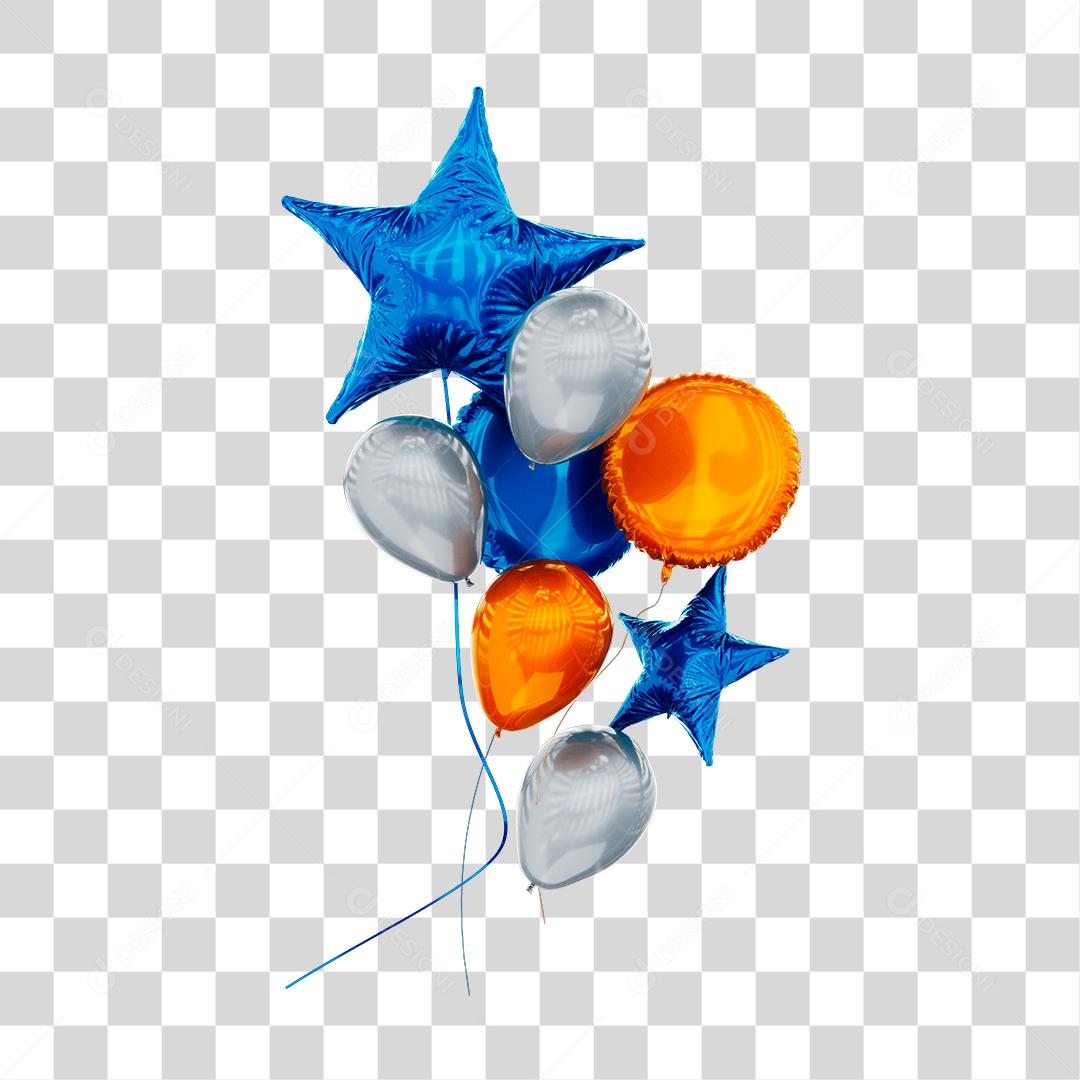 Balões colorido Elementos 3D Para Composição PNG Transparente