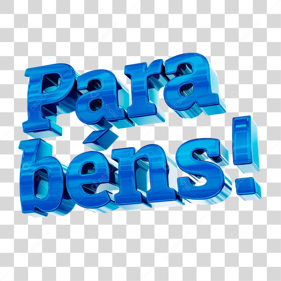 Parabéns Texto 3D Azul PNG Transparente