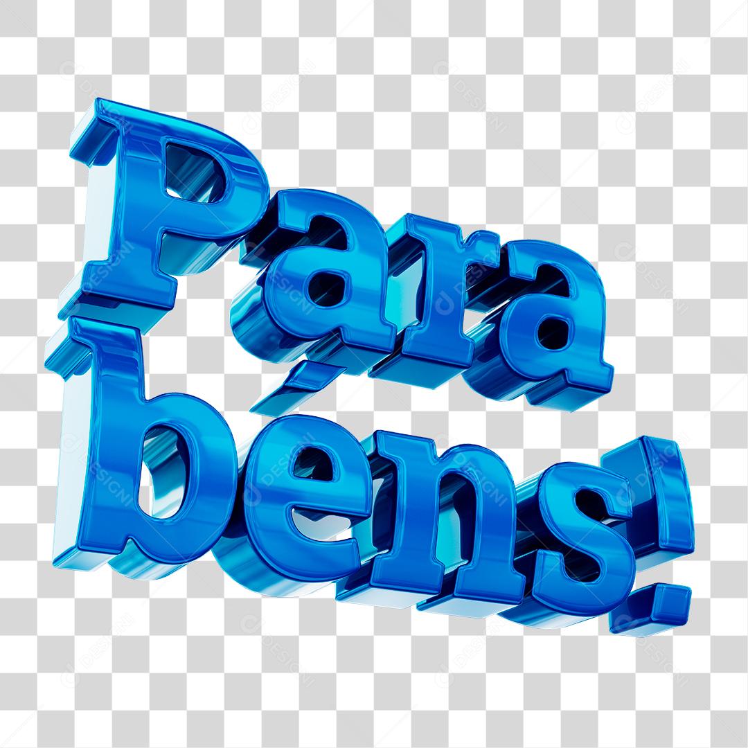 Parabéns Texto 3D Azul PNG Transparente