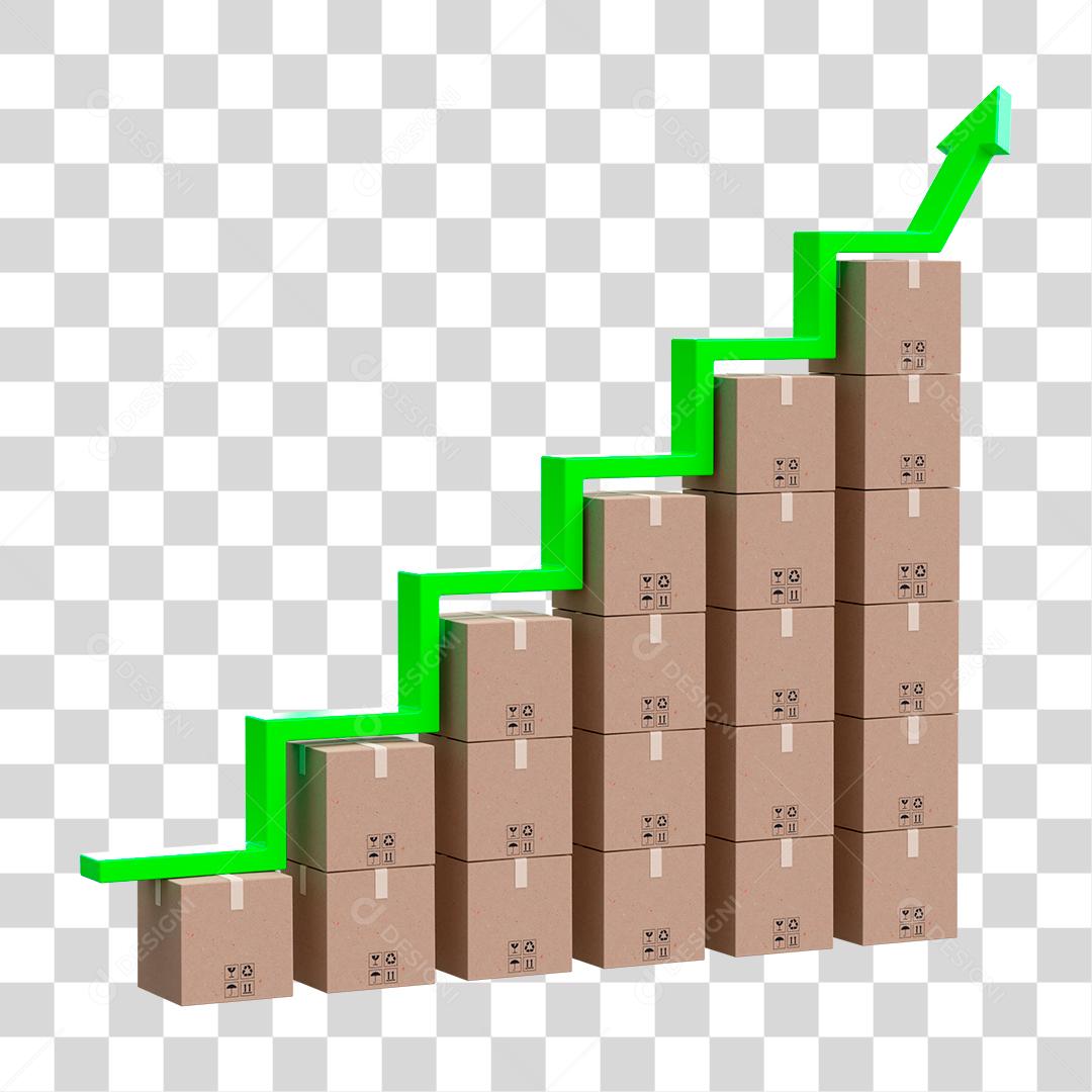 Gráfico de caixas caixa de seta PSD + PNG Transparente