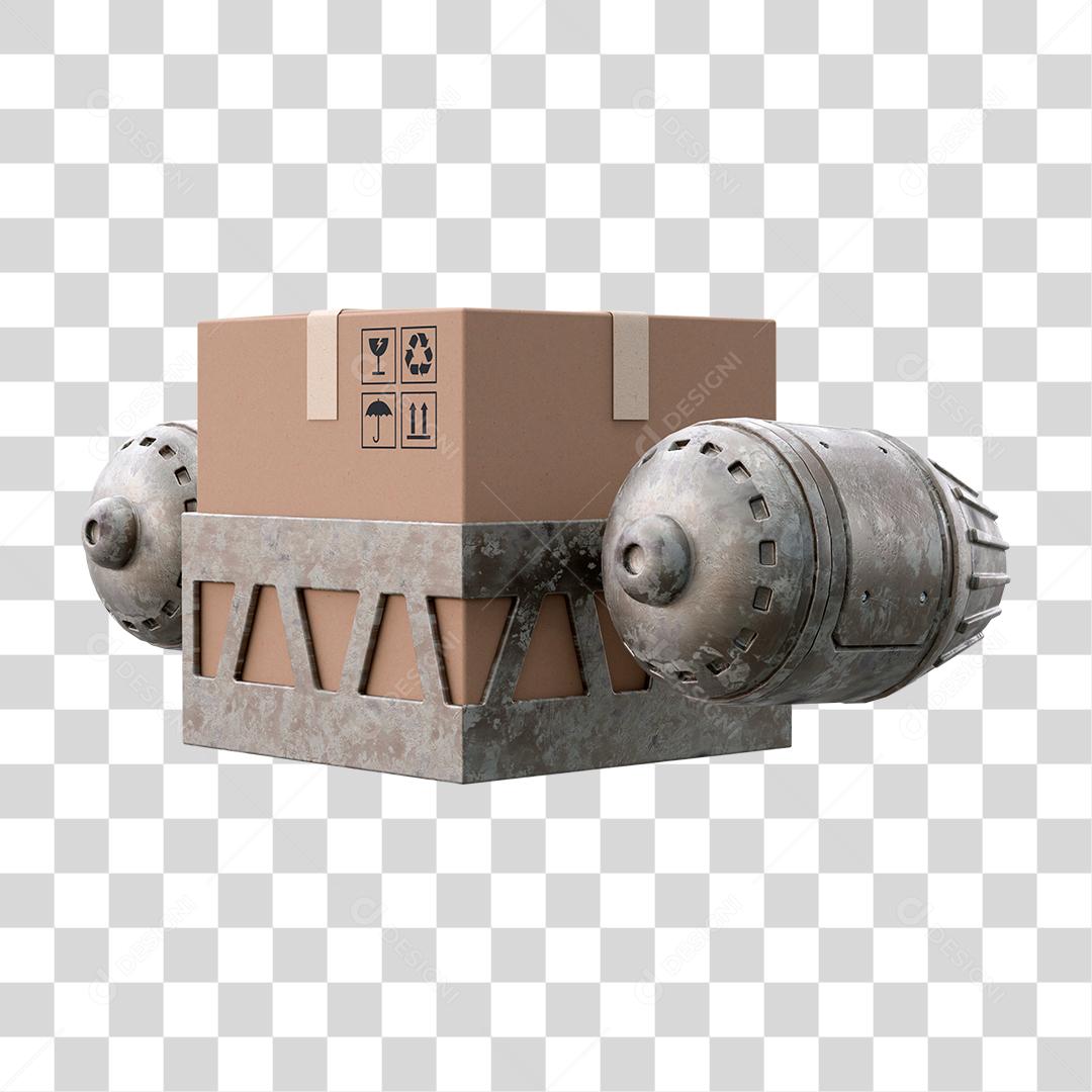 Caixa de foguete com turbinas PSD + PNG Transparente