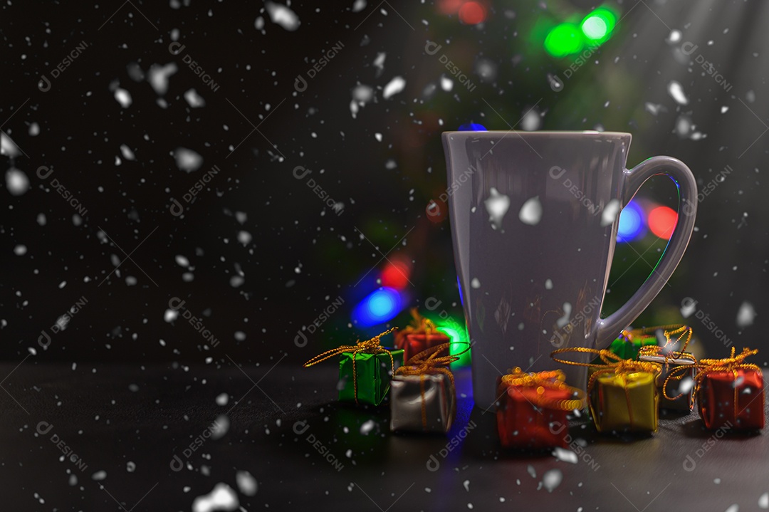 Fundo de noite de neve de caixa de presente de feliz natal