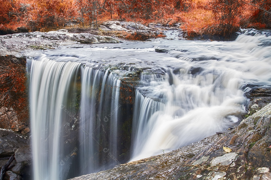 Cachoeira de outono na floresta profunda