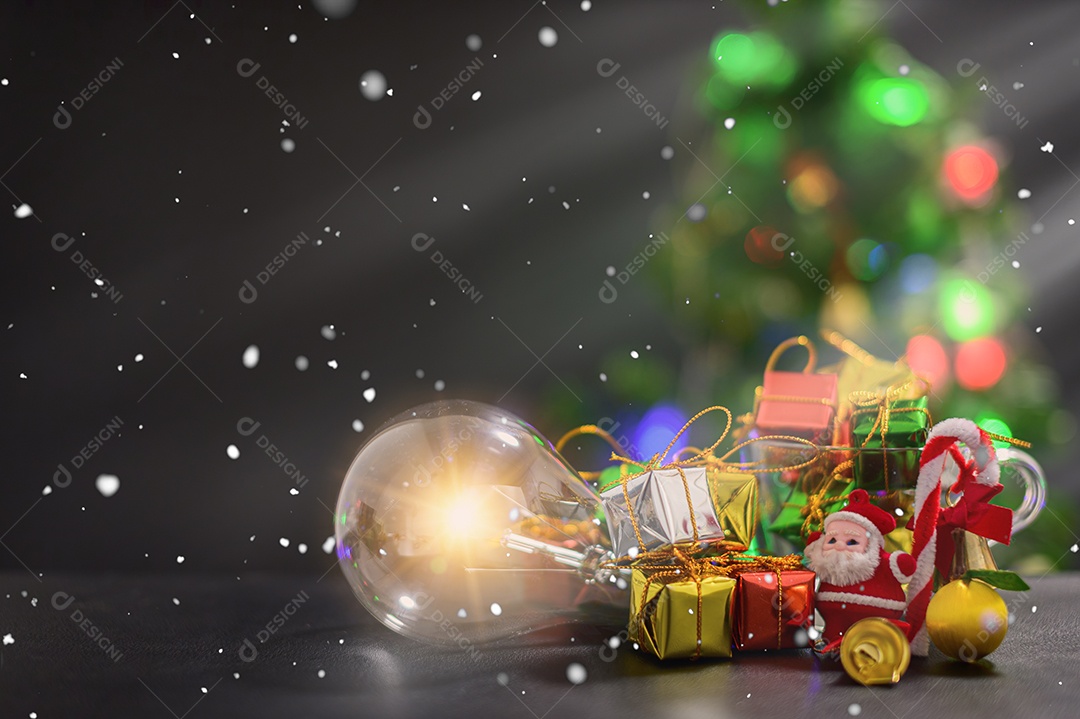 Fundo de noite de neve de caixa de presente de feliz natal