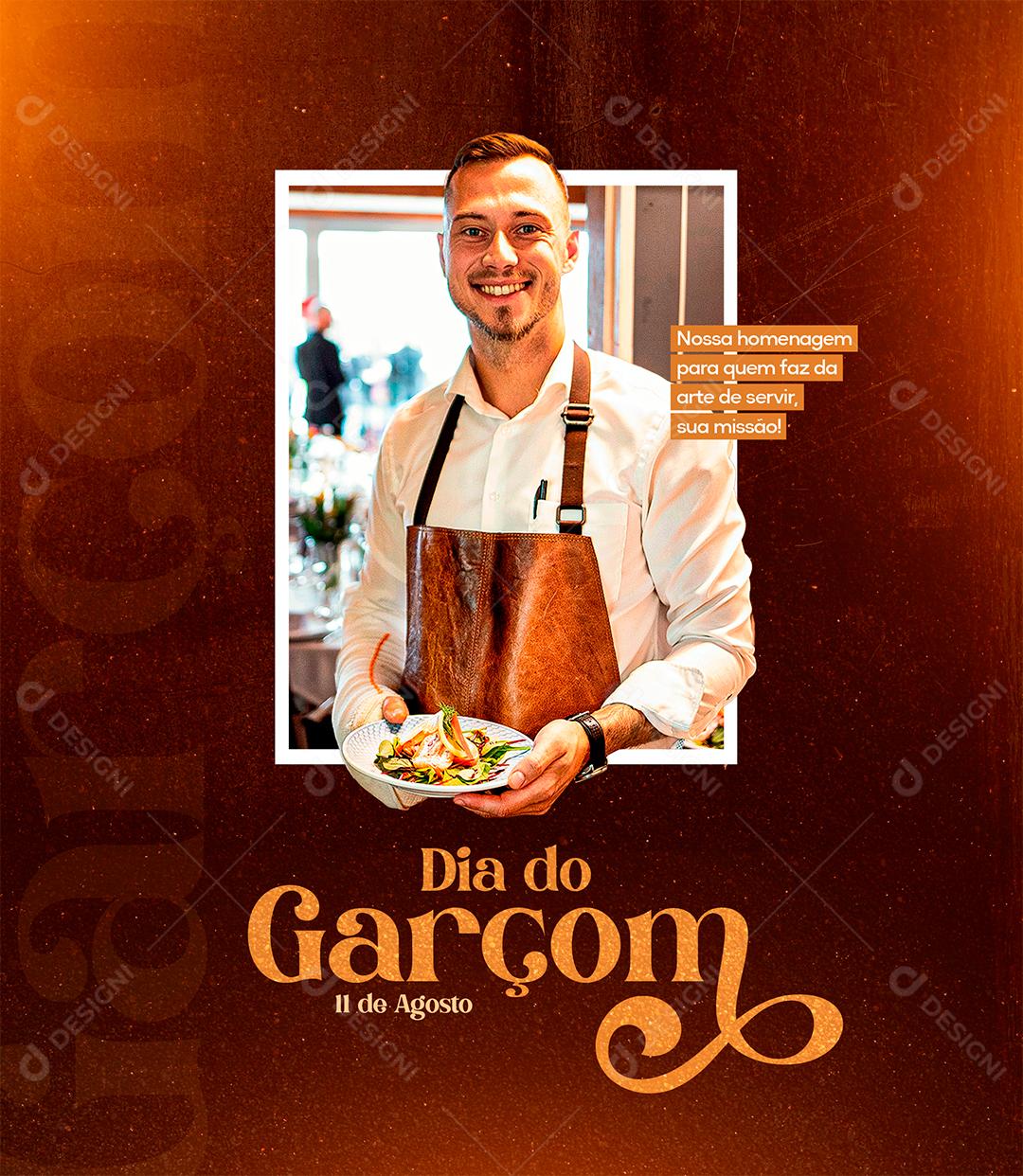Nossa homenagem para quem faz da arte de servir sua Missão Dia do Garçom Social Media PSD Editável
