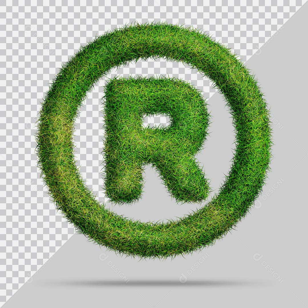 Símbolo de marca registrada com grama Elemento 3D PSD