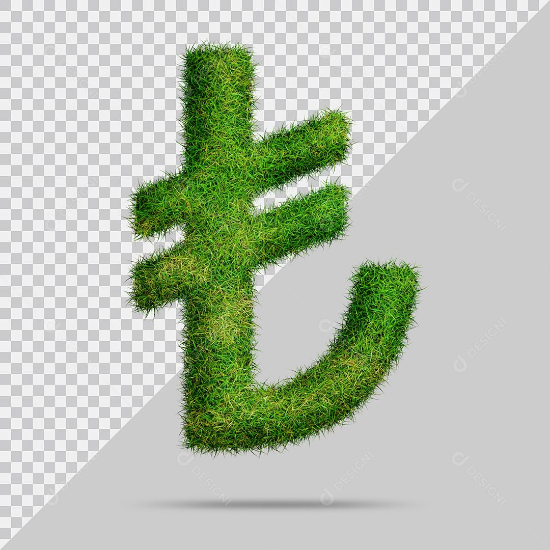 Símbolo de lira com grama Elemento 3D PSD