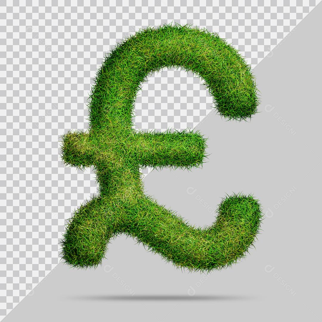 Símbolo de libra com grama Elemento 3D PSD