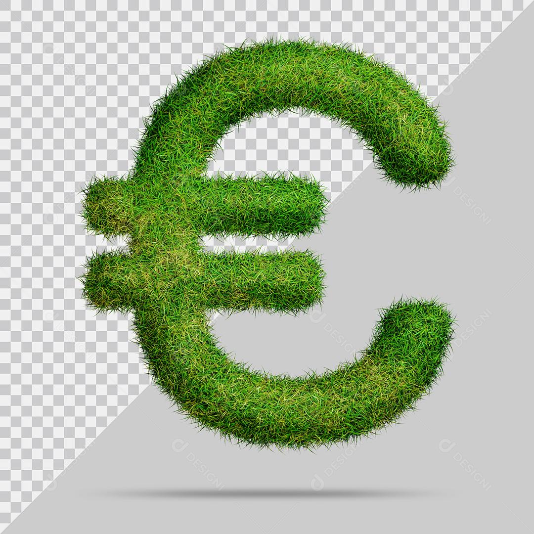 Símbolo do euro com grama Elemento 3D PSD