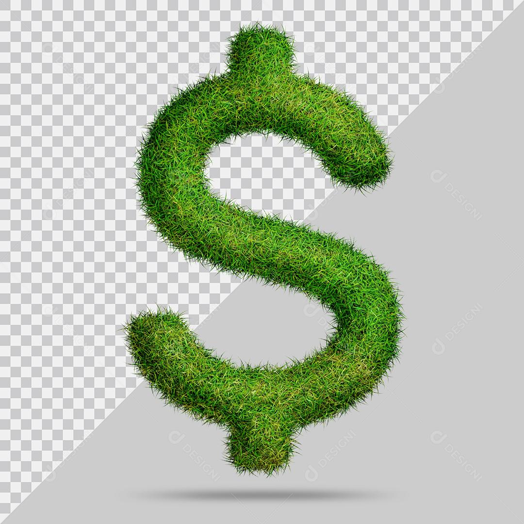 Símbolo do dólar com grama Elemento 3D PSD