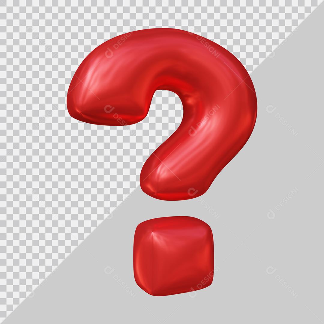 Símbolo de ponto de interrogação vermelho Elemento 3D para composição PSD