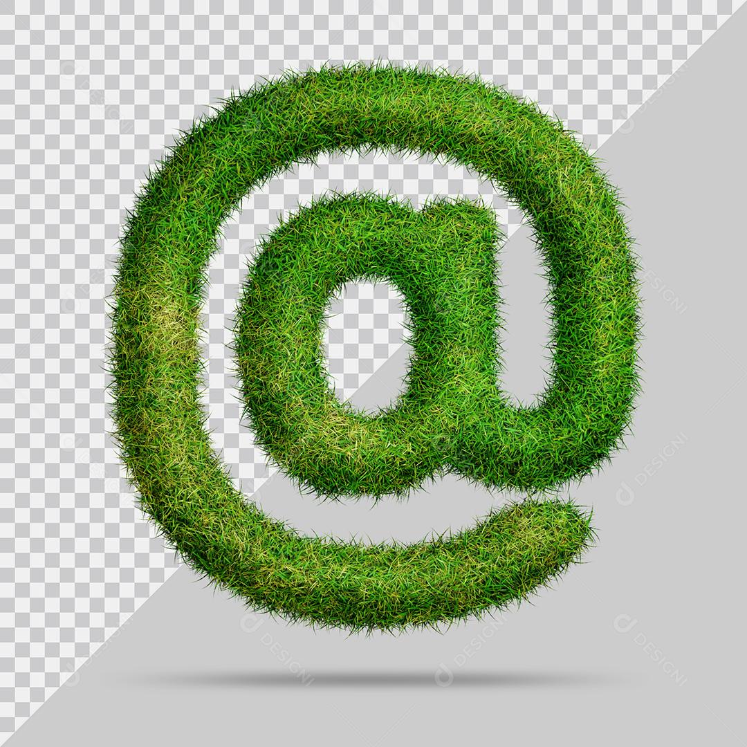 Símbolo 3D Arroba com Grama verde Elemento PSD