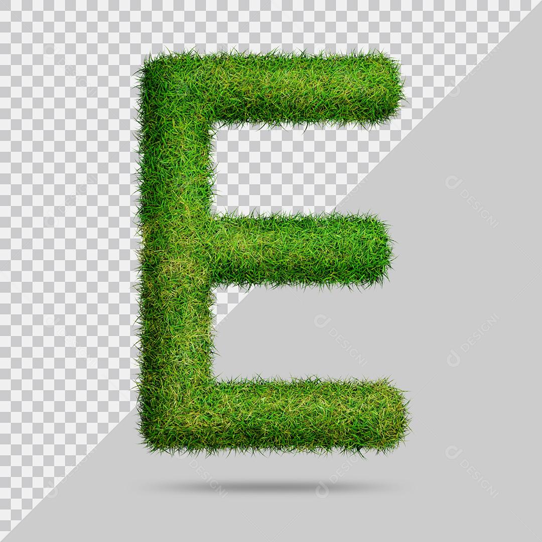 Letra Maiúscula E com grama Elemento 3D PSD