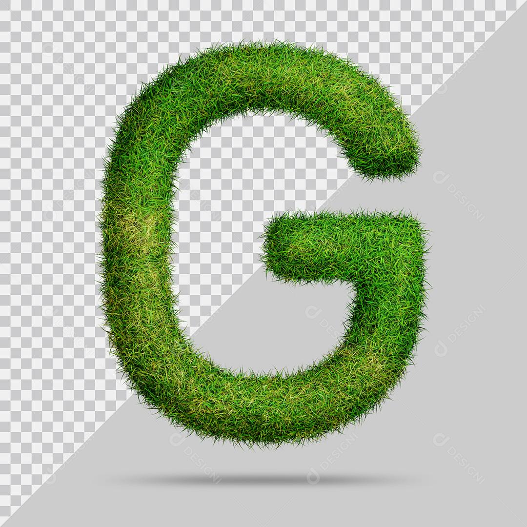 Letra Maiúscula G com grama Elemento 3D PSD