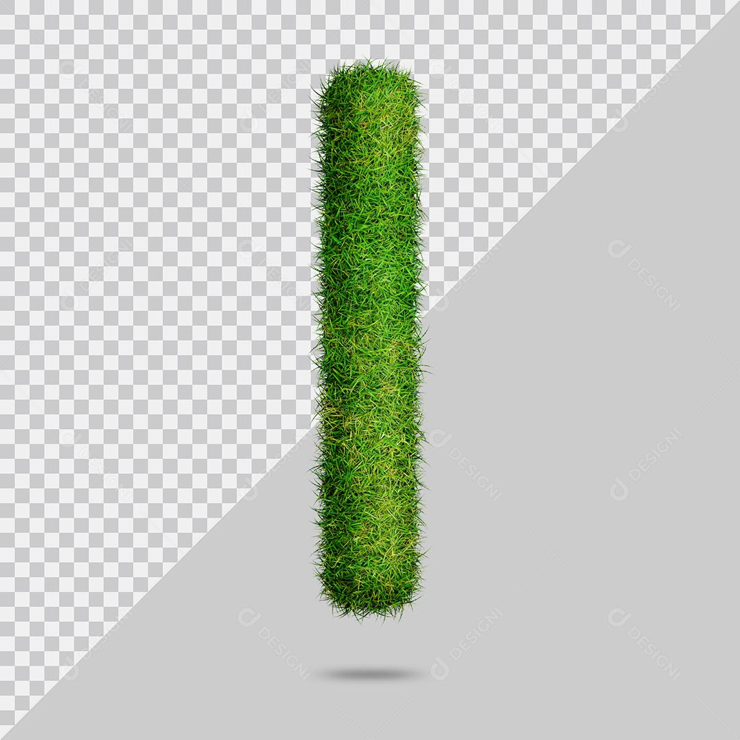Letra Maiúscula I com grama Elemento 3D PSD
