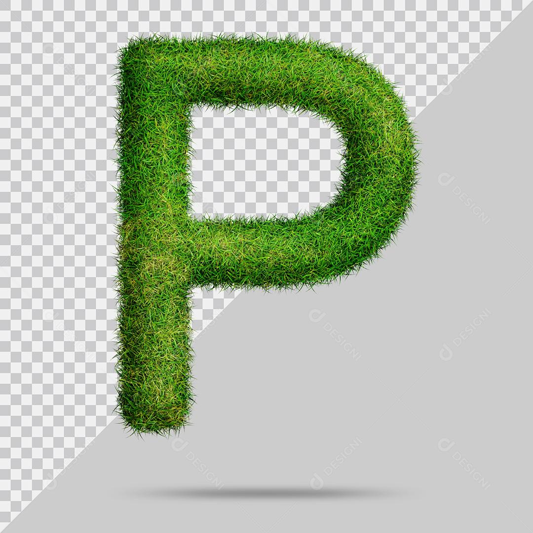 Letra Maiúscula P com grama Elemento 3D PSD