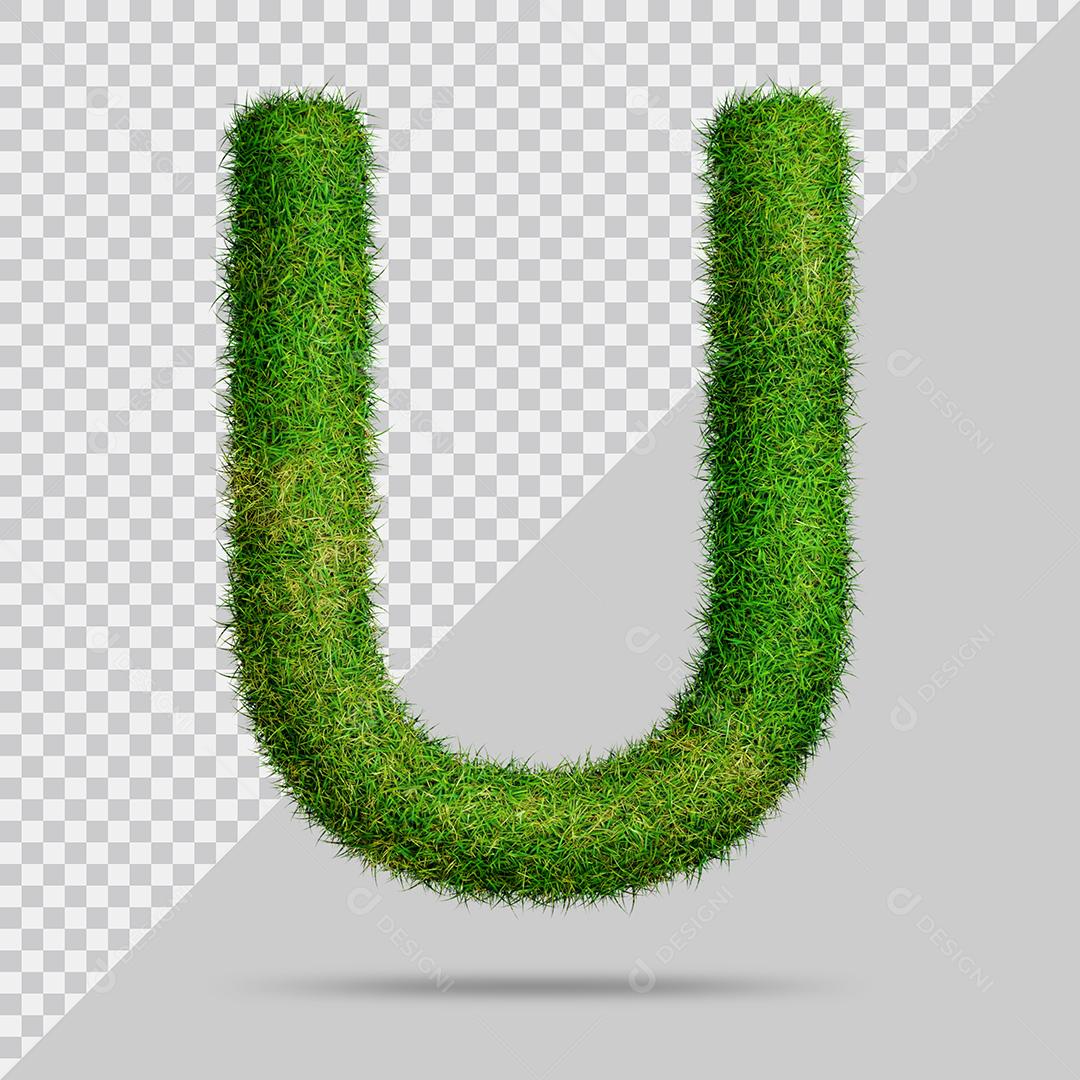 Letra Maiúscula U com grama Elemento 3D PSD