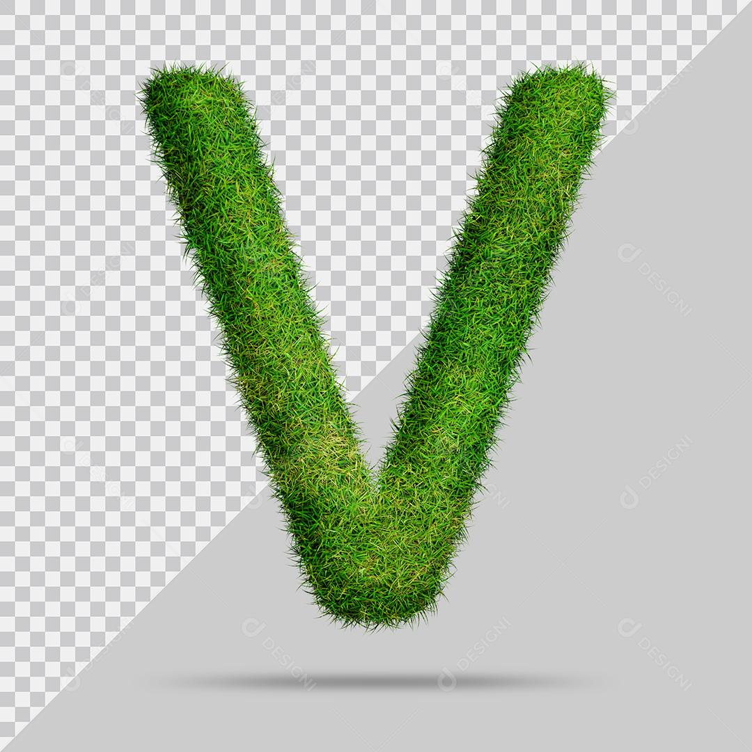 Letra Maiúscula V com grama Elemento 3D PSD