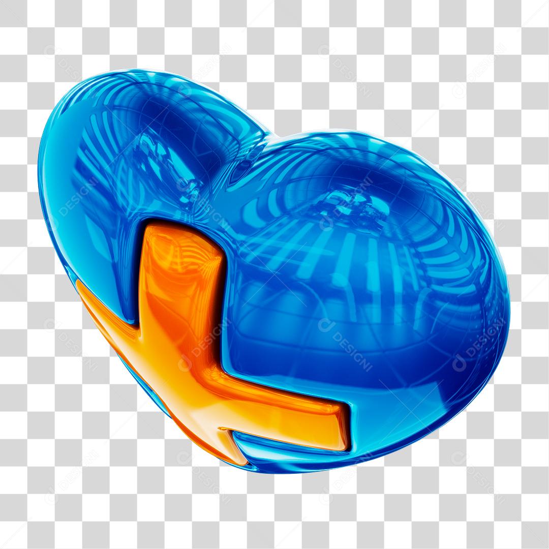 Coração Azul 3D Dia Nacional da Saúde PNG Transparente