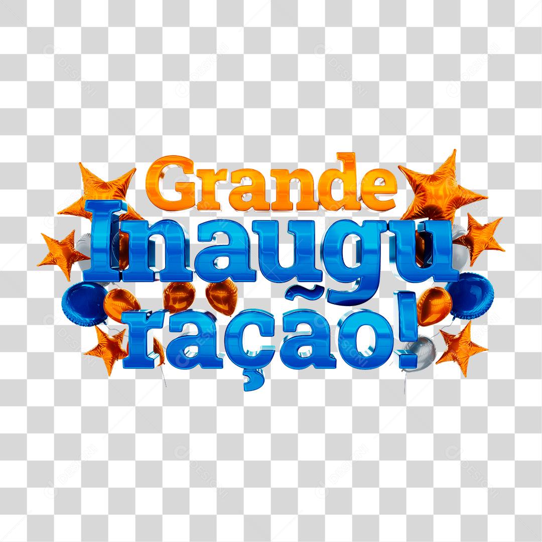 Grande Inauguração Texto 3D Para Composição PNG Sem Fundo