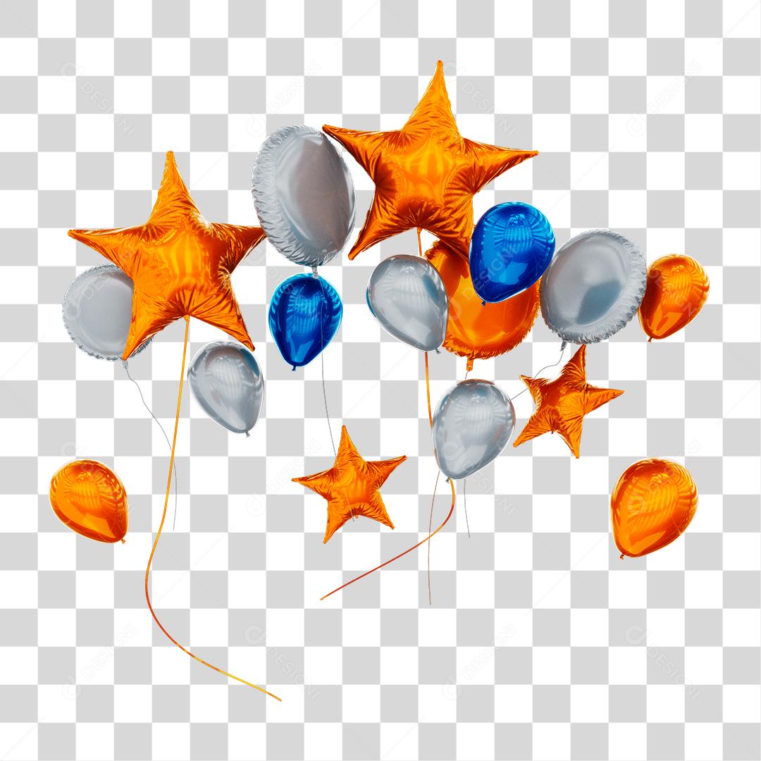 Balões de aniversário Elementos 3D PNG Transparente