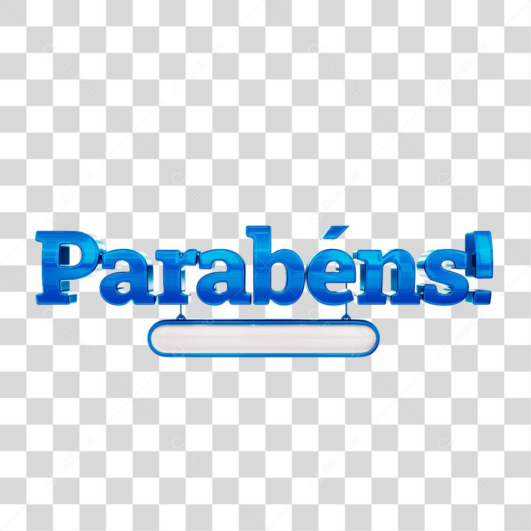 Parabéns Texto 3D Azul PNG Transparente
