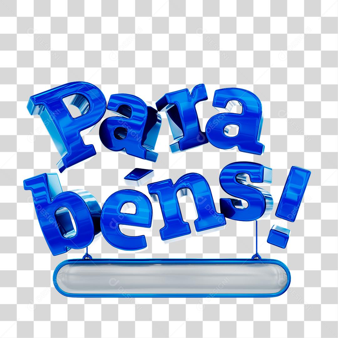Parabéns Texto 3D Azul PNG Transparente