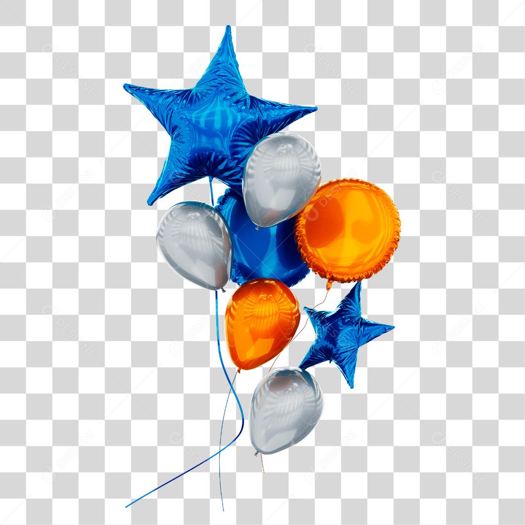 Balões de aniversário colorido Elementos 3D PNG Transparente