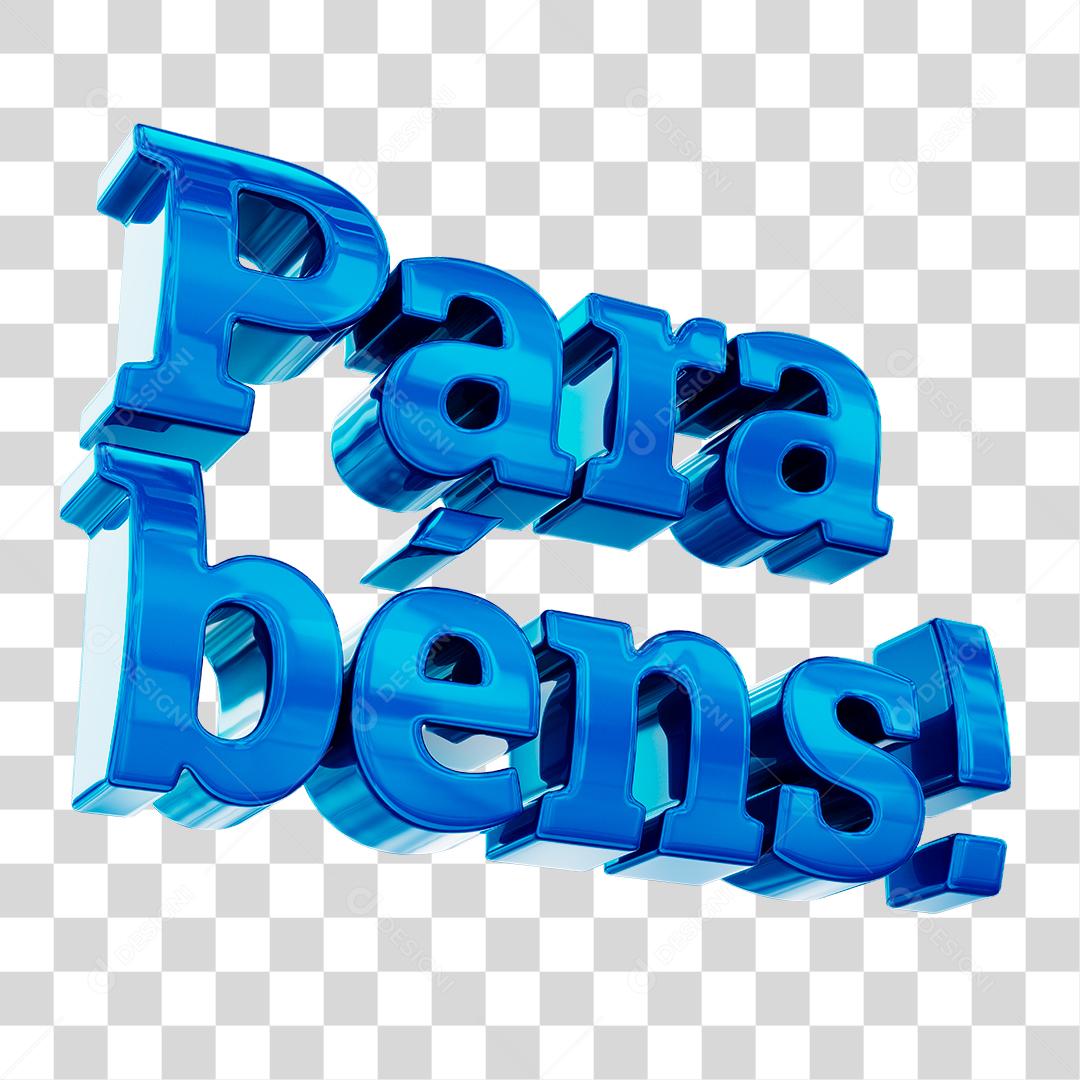 Parabéns Texto 3D Azul PNG Transparente