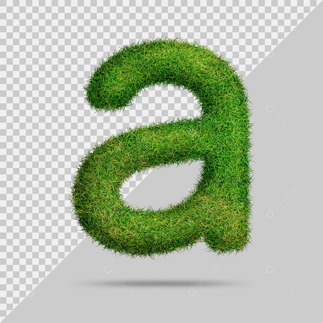 Letra minúscula a com grama Elemento 3D PSD
