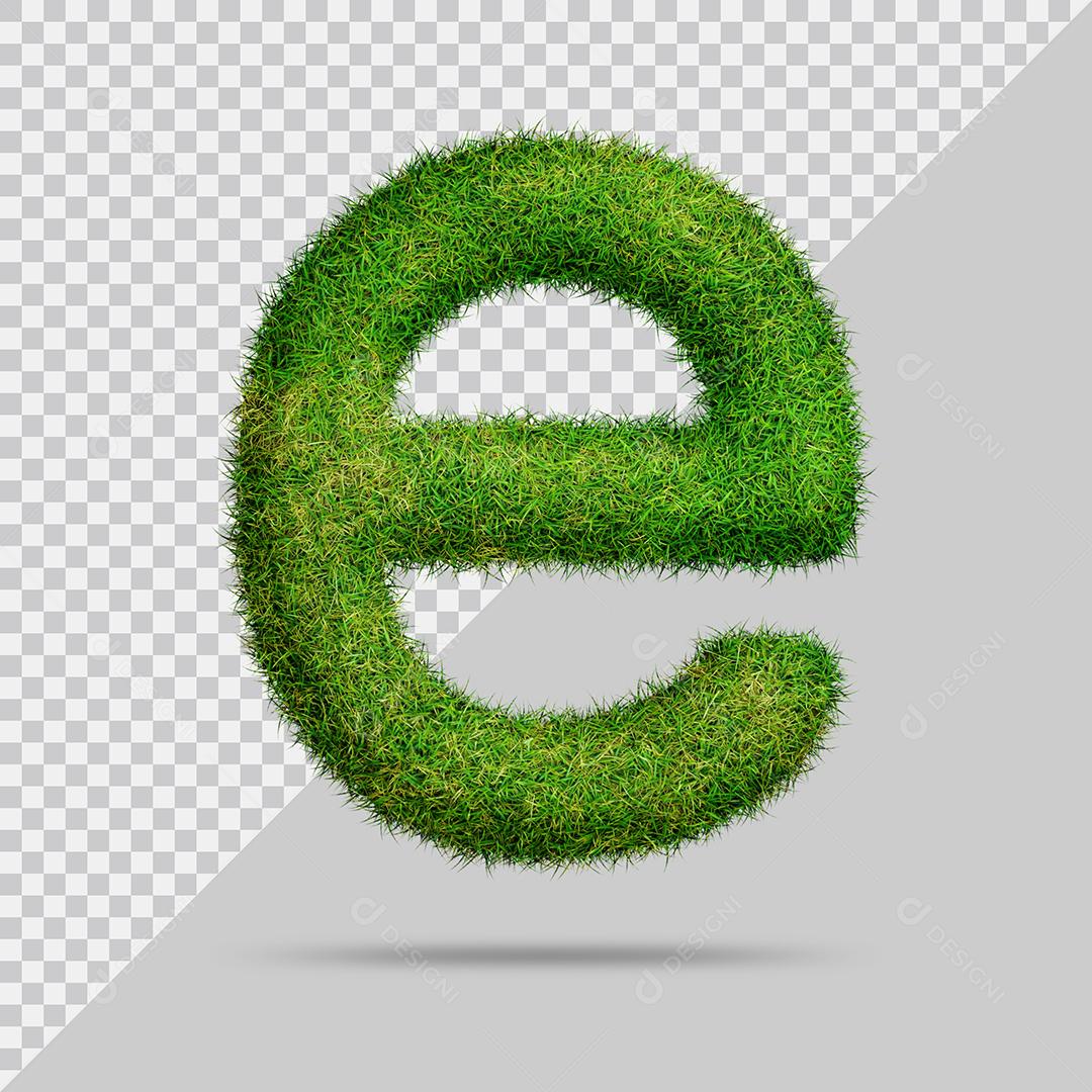 Letra minúscula e com grama Elemento 3D PSD