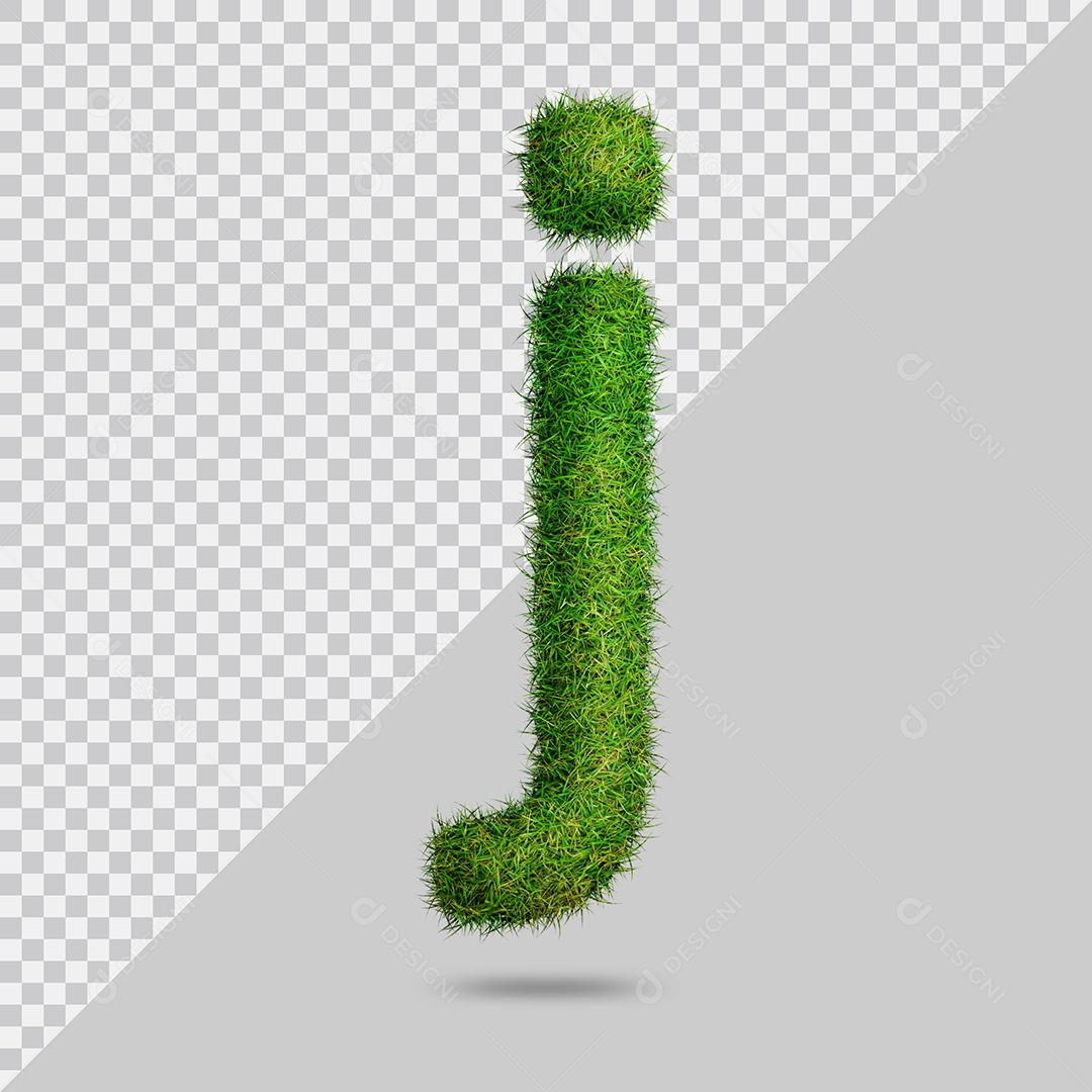 Letra minúscula j com grama Elemento 3D PSD