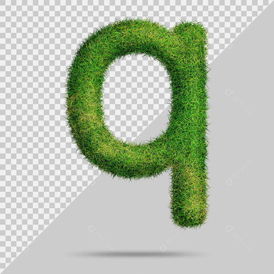 Letra minúscula q com grama Elemento 3D PSD