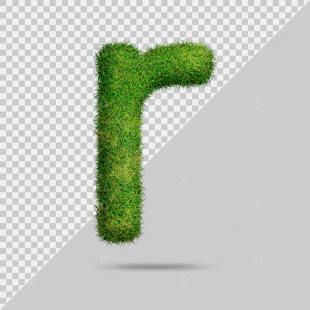 Letra minúscula r com grama Elemento 3D PSD