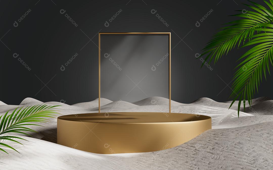 Pódio 3D dourado elemento PSD
