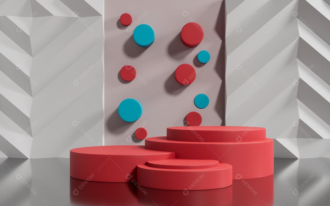 Pódio 3D vermelho elemento PSD