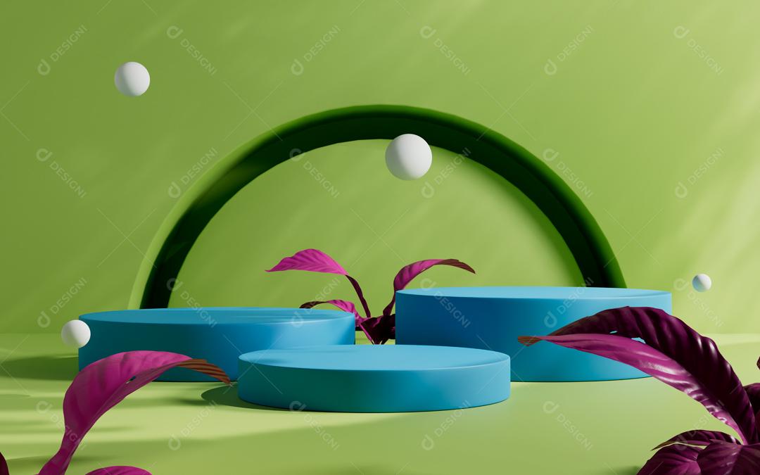 Pódio 3D azul elemento PSD