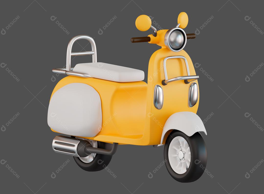 Moto turistica amarela ilustração 3D PSD
