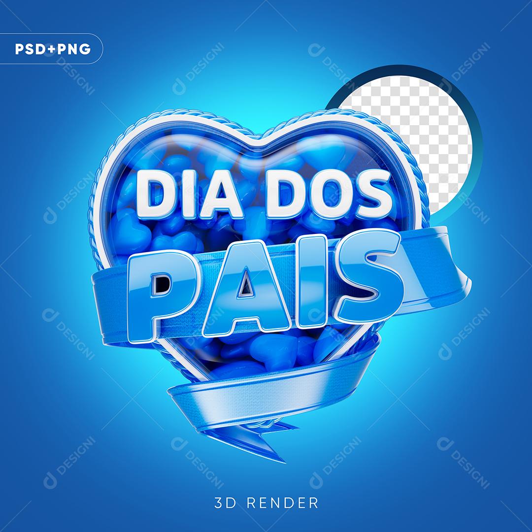 Dia dos Pais Selo 3D Para Composição PSD + PNG Transparente