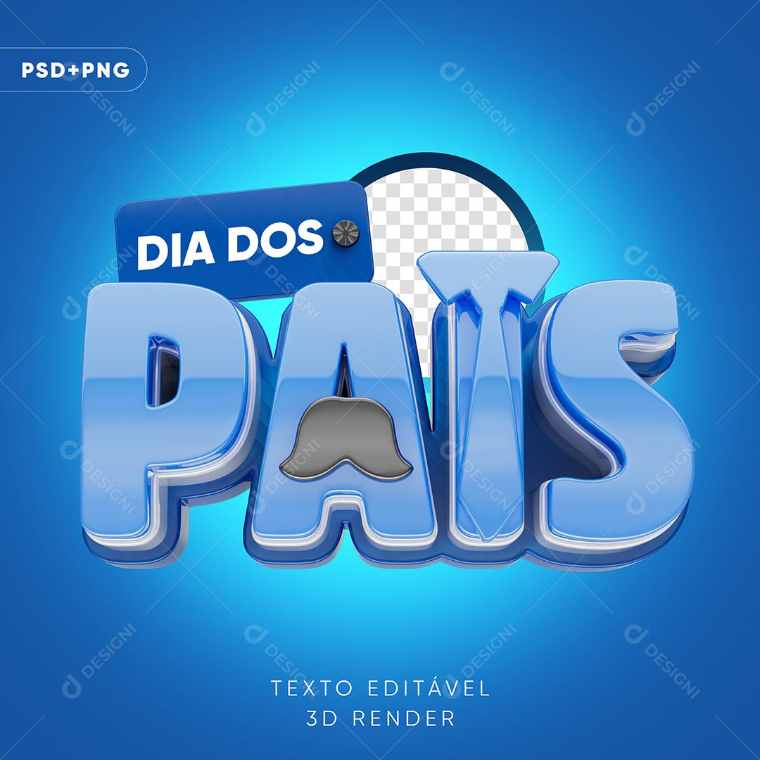 Dia dos Pais Texto 3D Composição PSD + Transparente