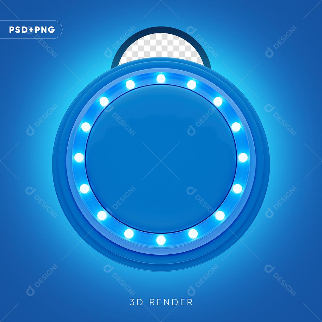 Painel azul com luzes de led Elemento 3D Para Composição PSD + PNG Transparente