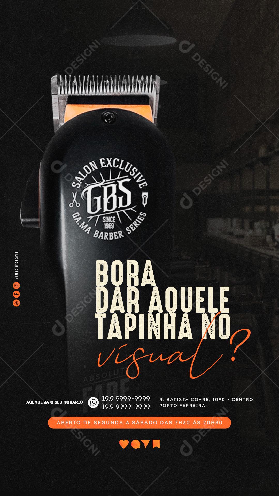 Story Bora dar aquele tapinha no vísual Barbearia Social Media PSD Editável