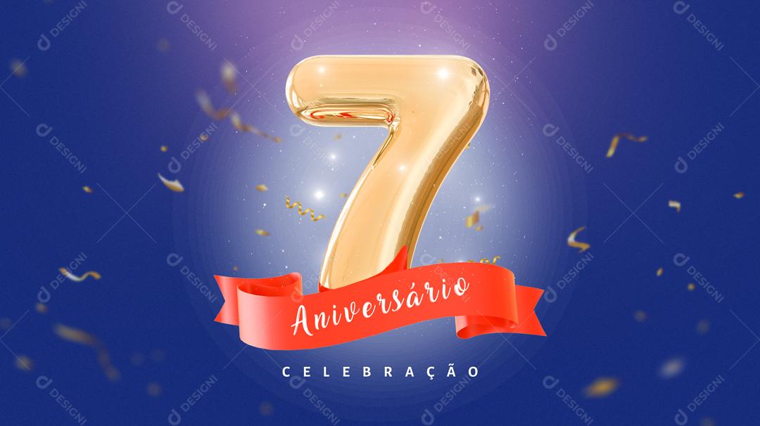 Banner Aniversário de 7 Anos Celebração Social Media PSD Editável