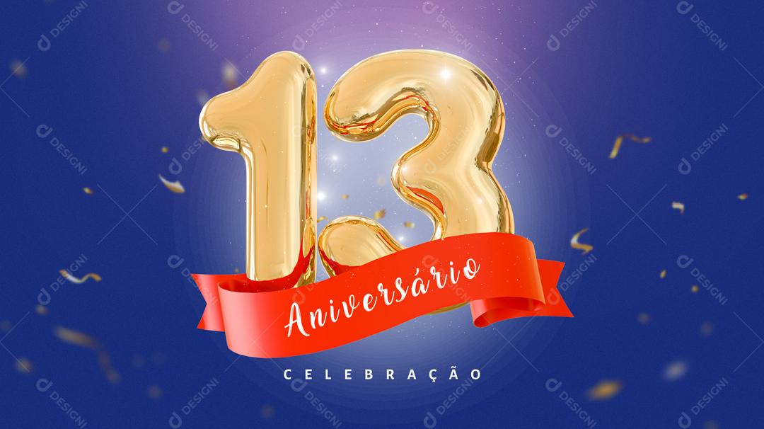Banner 13 Years Anniversary Celebration Social Media Editable PSD